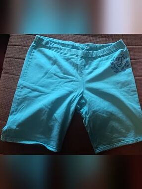 No Boundaries Turquoise Girls' Bermuda Shorts with Crest Accent